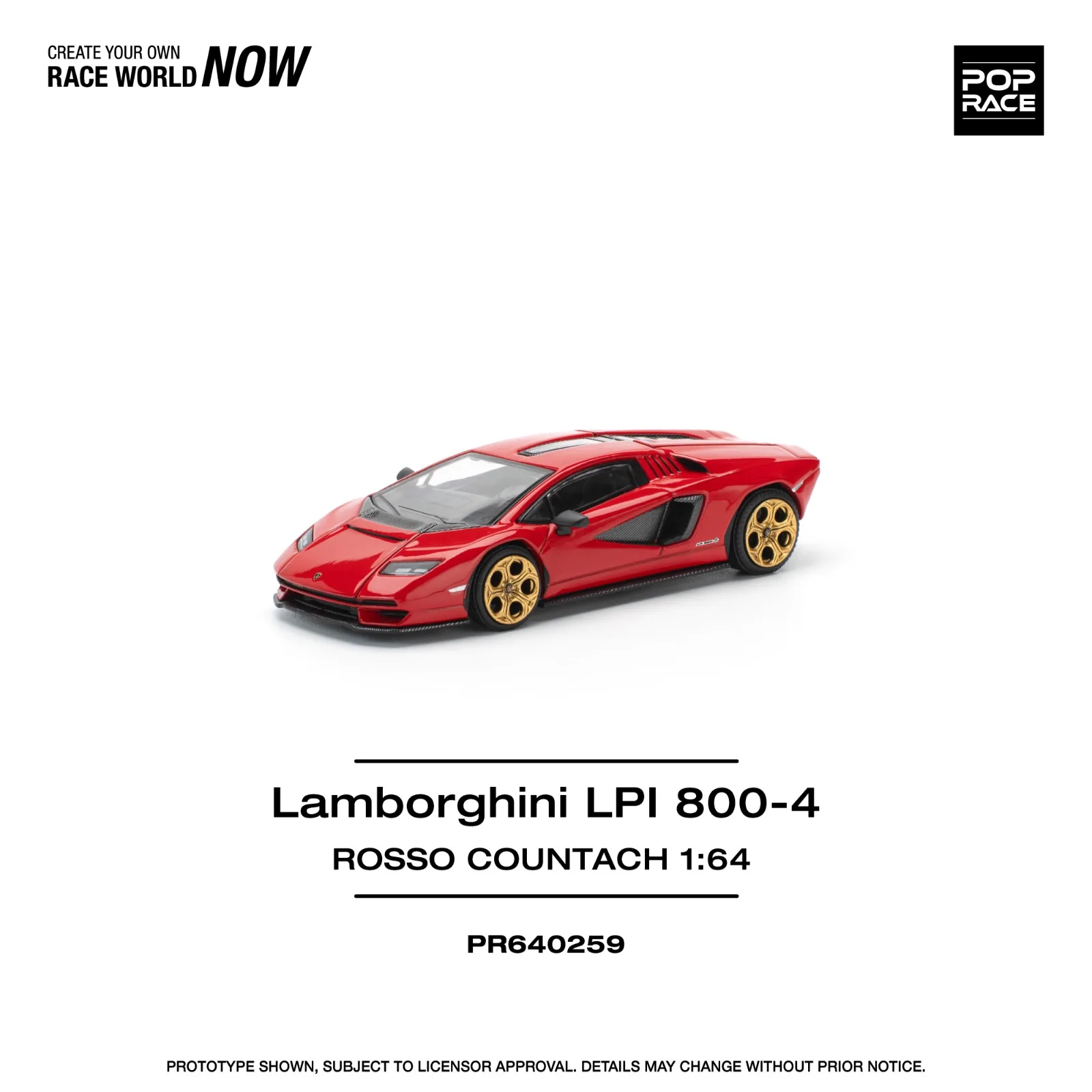 Pop Race Lamborghini LPI 800-4 ROSSO COUNTACH 1/64 Scale Diecast Model