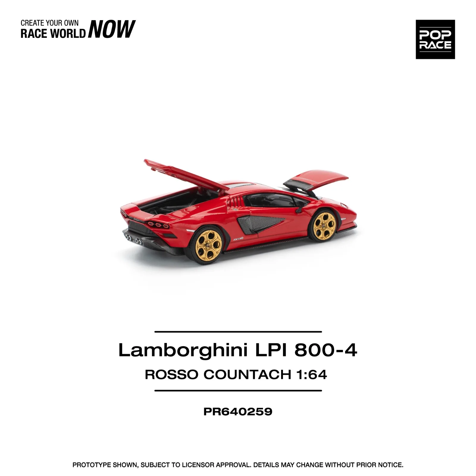 Pop Race Lamborghini Lpi 800-4 Rosso Countach 1/64 diecast model view 2