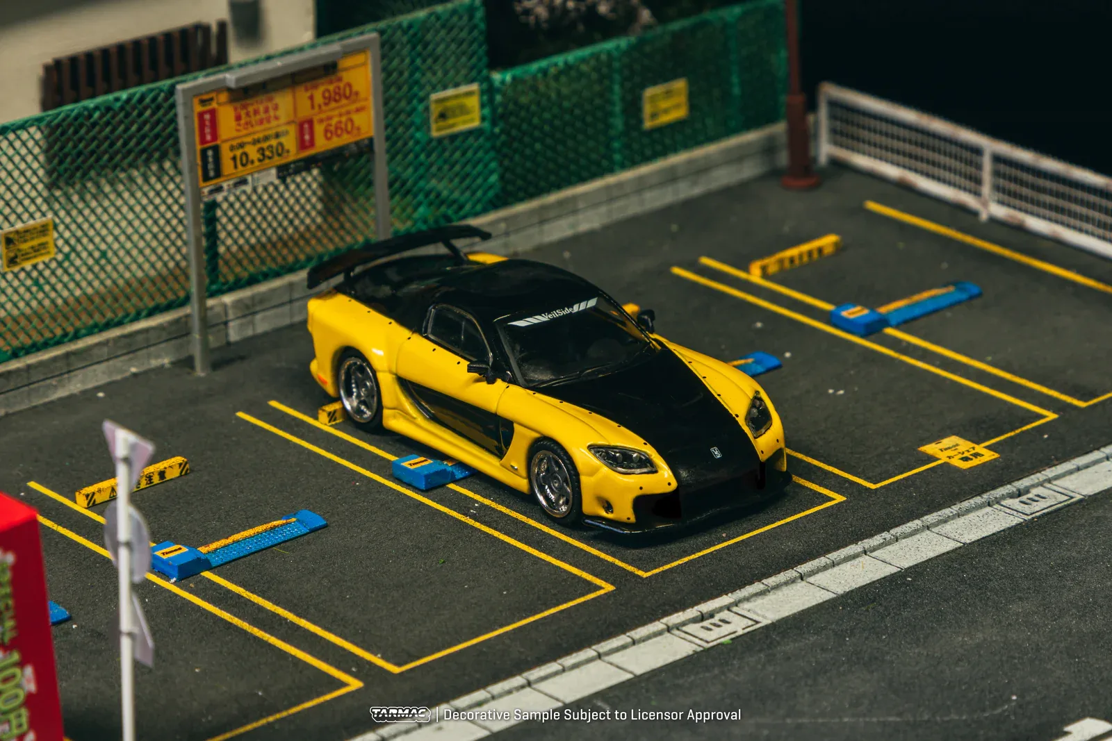 Tarmac Works Mazda RX-7 VeilSide Fortune7 Yellow / Black - Tarmac Works GLOBAL64 1/64 Scale Diecast Model