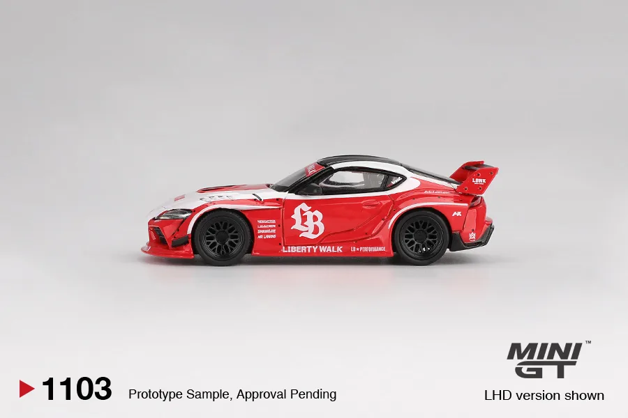 Mini GT #1103 Lb★works Toyota Gr Supra Red 1/64 diecast model view 2
