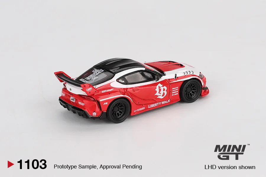 Mini GT #1103 Lb★works Toyota Gr Supra Red 1/64 diecast model view 3