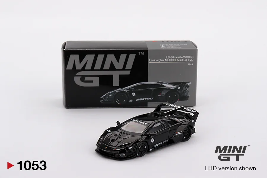 Mini GT Lamborghini LB-Silhouette WORKS MURCIELAGO GT Evo Black 1/64 Scale Diecast Model
