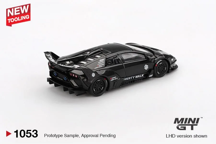 Mini GT #1053 Lamborghini LB-Silhouette Works Murcielago GT Evo Black 1/64 diecast model view 3