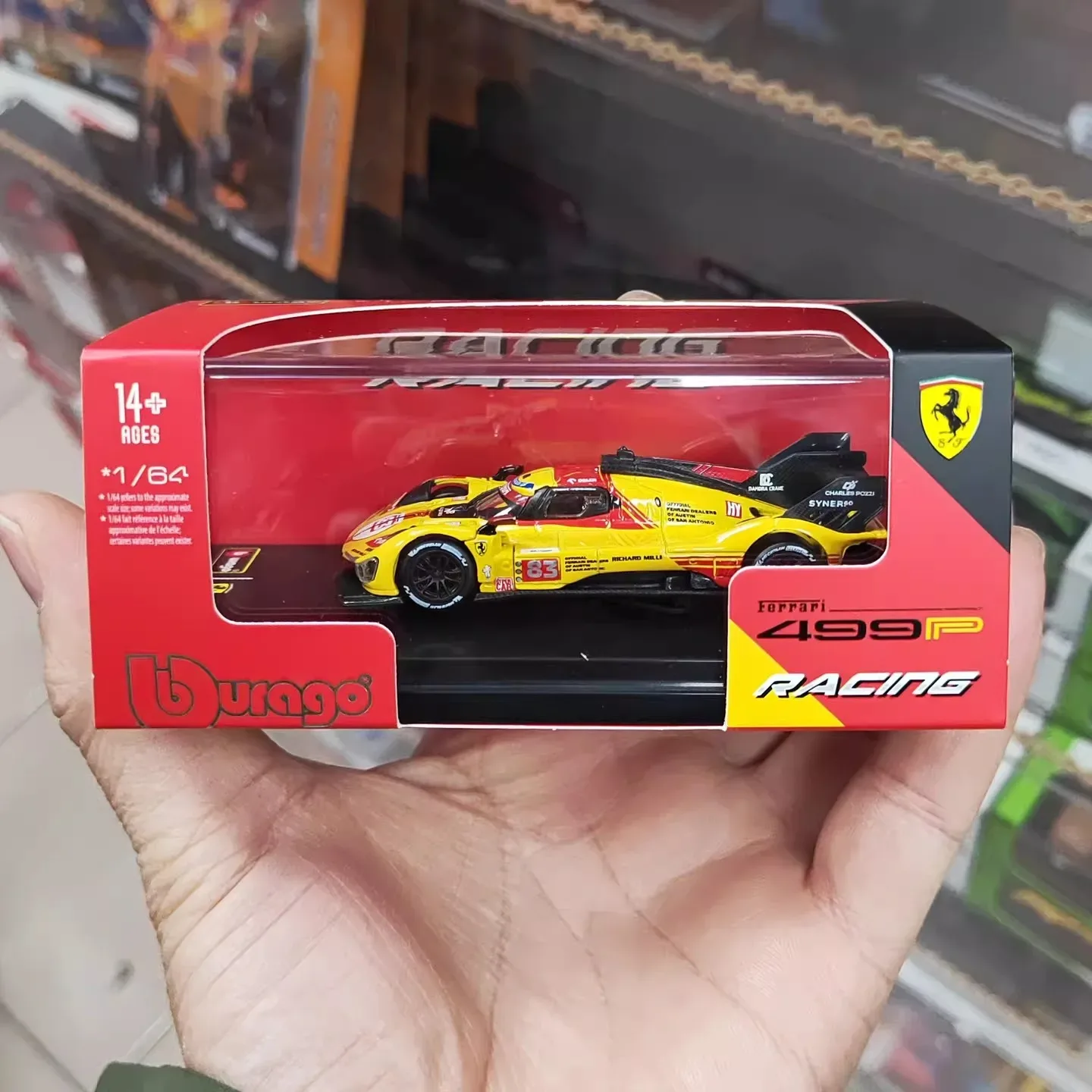 Bburago Racing #83 Ferrari 499P 24h LeMans Yellow  - Bburago diecast model view 2
