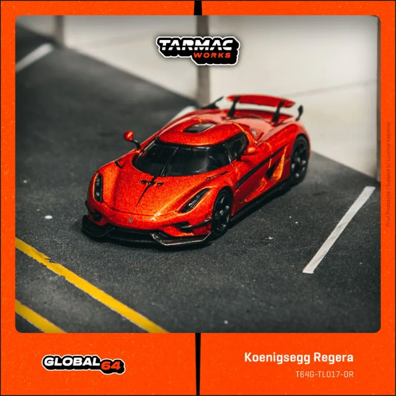 Tarmac Works Koenigsegg Regera Orange Metallic Black Stripes - Tarmac Works GLOBAL64 1/64 Scale Diecast Model