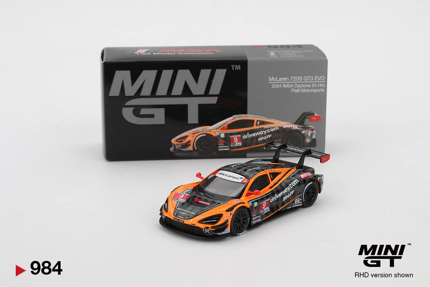 Mini GT McLaren 720S GT3 Evo Pfaff Motorsports 2024 IMSA Daytona 24 Hrs 1/64 Scale Diecast Model