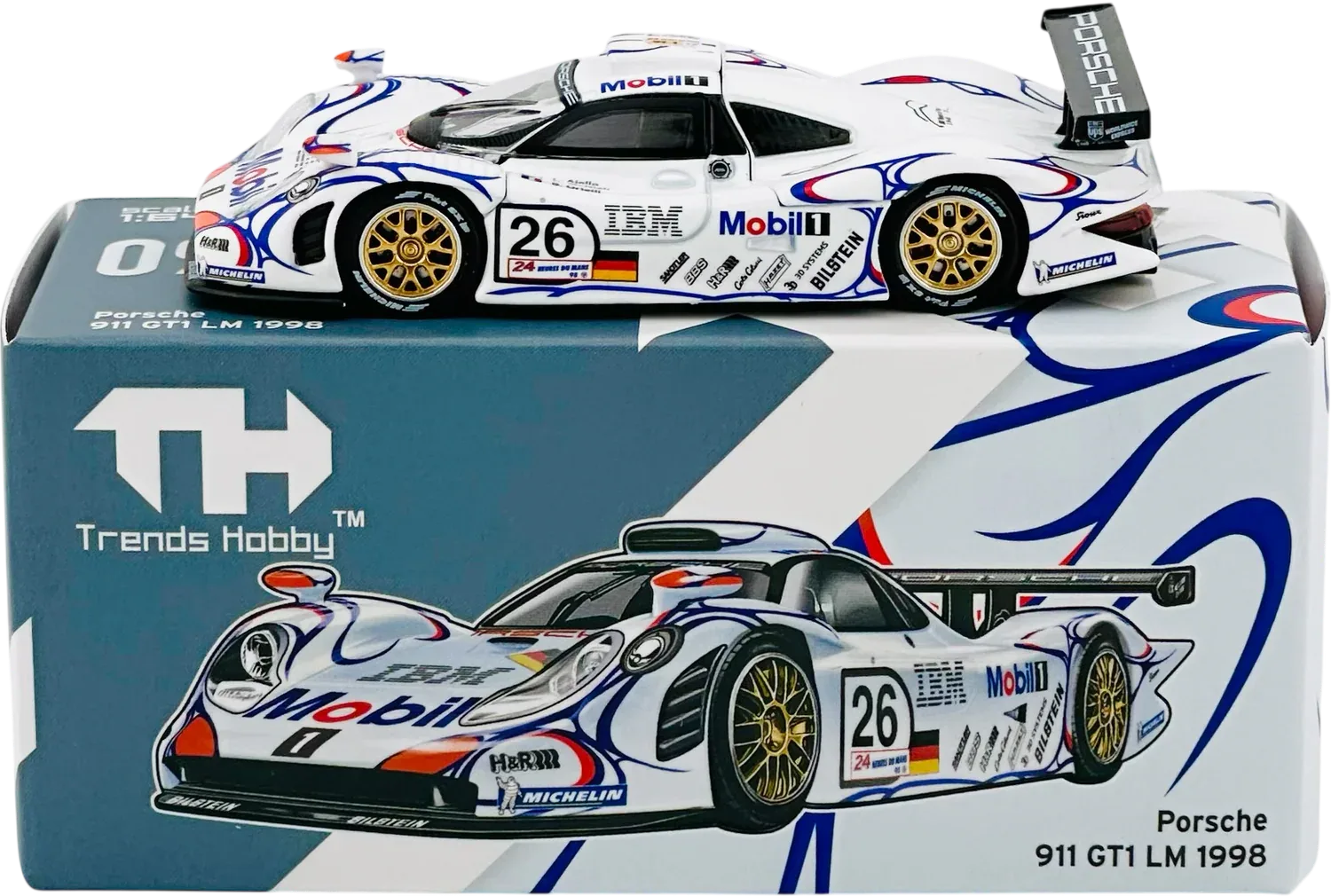 Trends Hobby Porsche 911 GT1 LM 1998 1/64 diecast model view 3