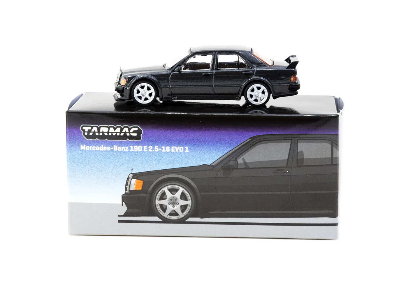 Mercedes-Benz 190 E 2.5-16 Evo 1 Blue-Black Metallic - Tarmac Works GLOBAL64 1/64 diecast model view 2