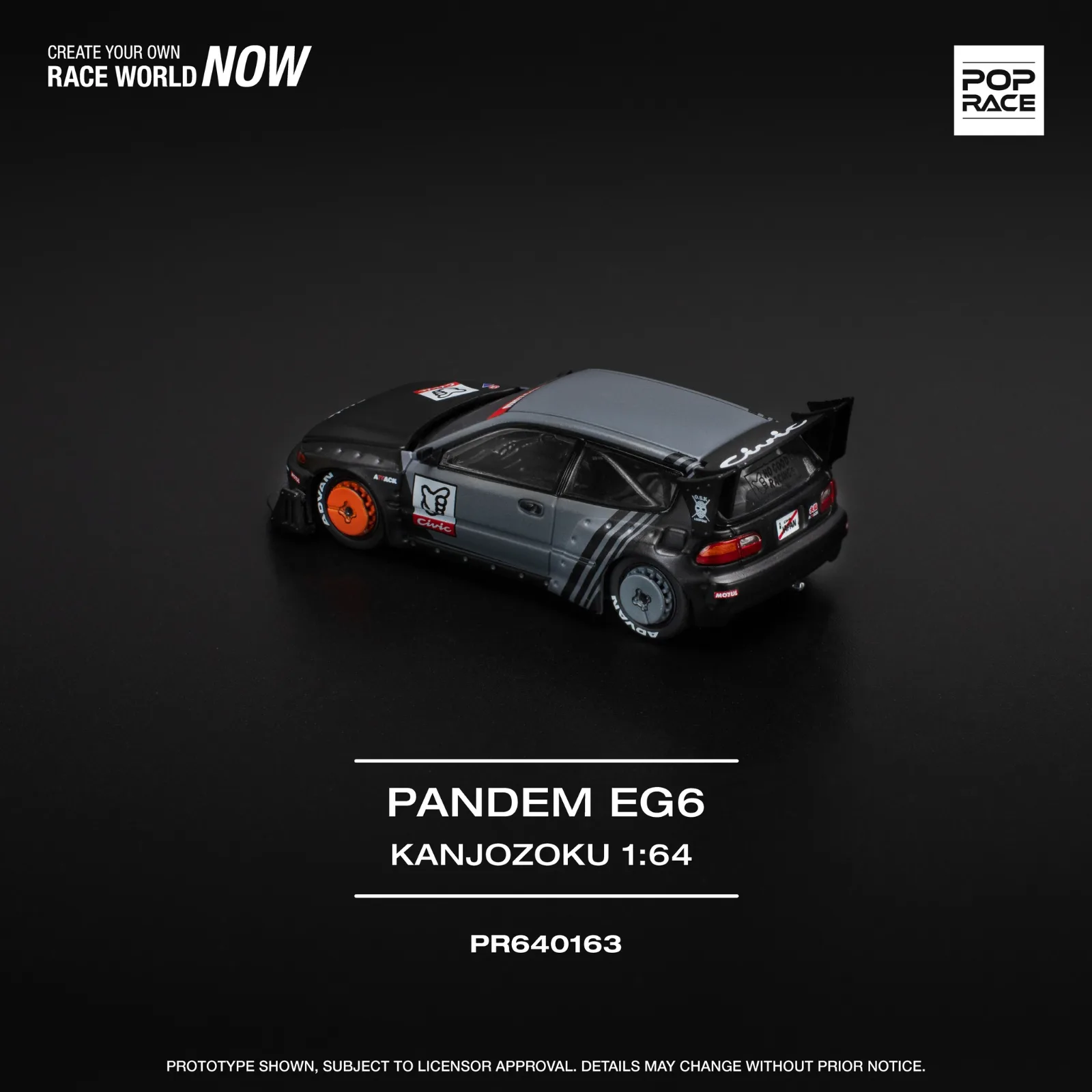 Pandem Honda Civic EG6 “KANJOZOKU” - Pop Race diecast model view 2