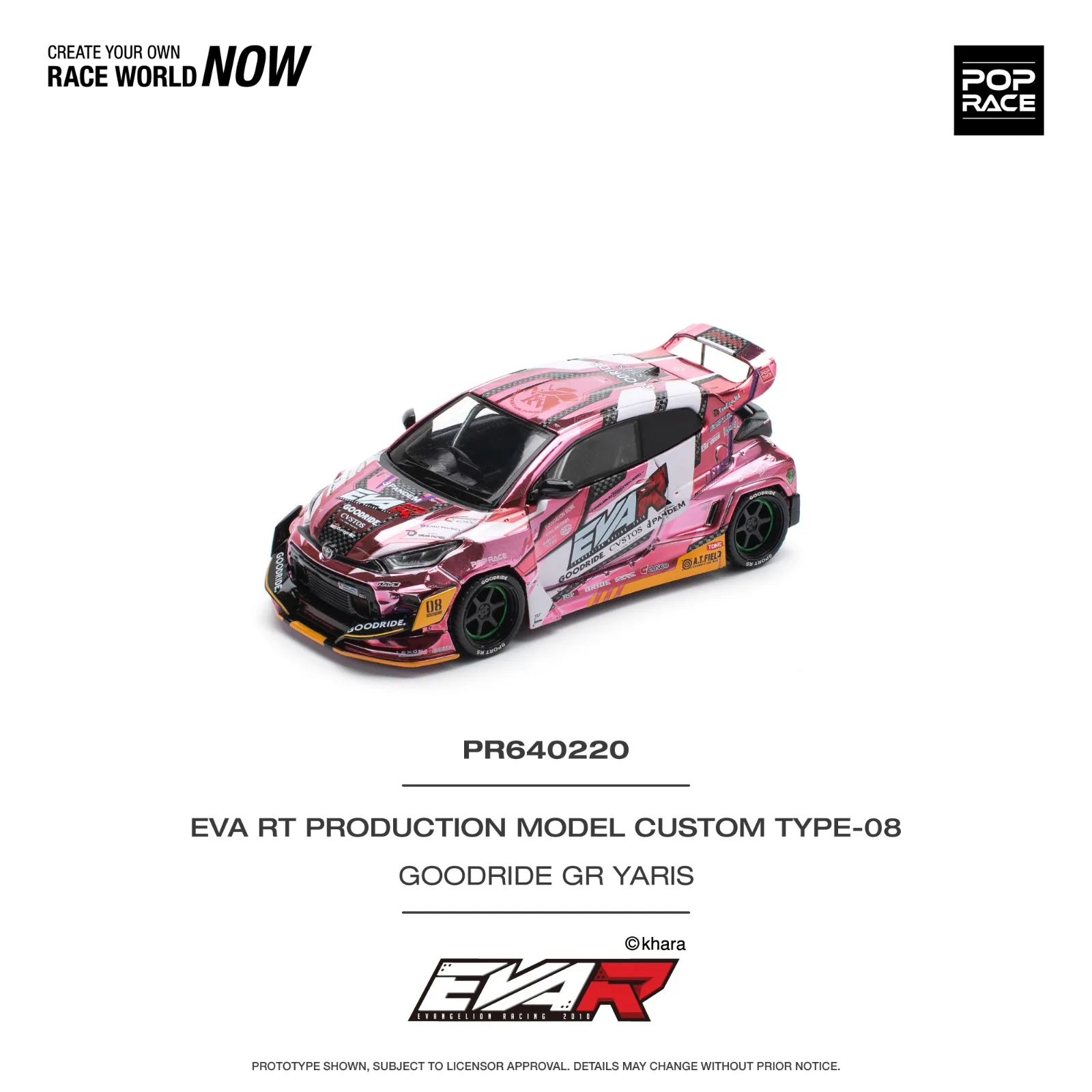 Pop Race POP RACE EVA RT PRODUCTION MODEL CUSTOM TYPE-08 GOODRIDE GR YARIS 1/64 Scale Diecast Model