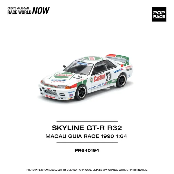 Pop Race POP RACE SKYLINE GT-R R32 MACAU GUIA RACE 1990 1/64 Scale Diecast Model