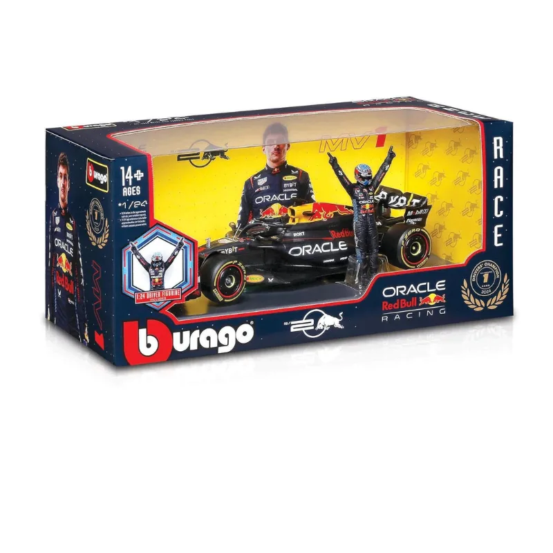 Bburago Oracle Red Bull Racing F1 Car with Max Verstappen Driver Figure 1:24 1/24 Scale Diecast Model