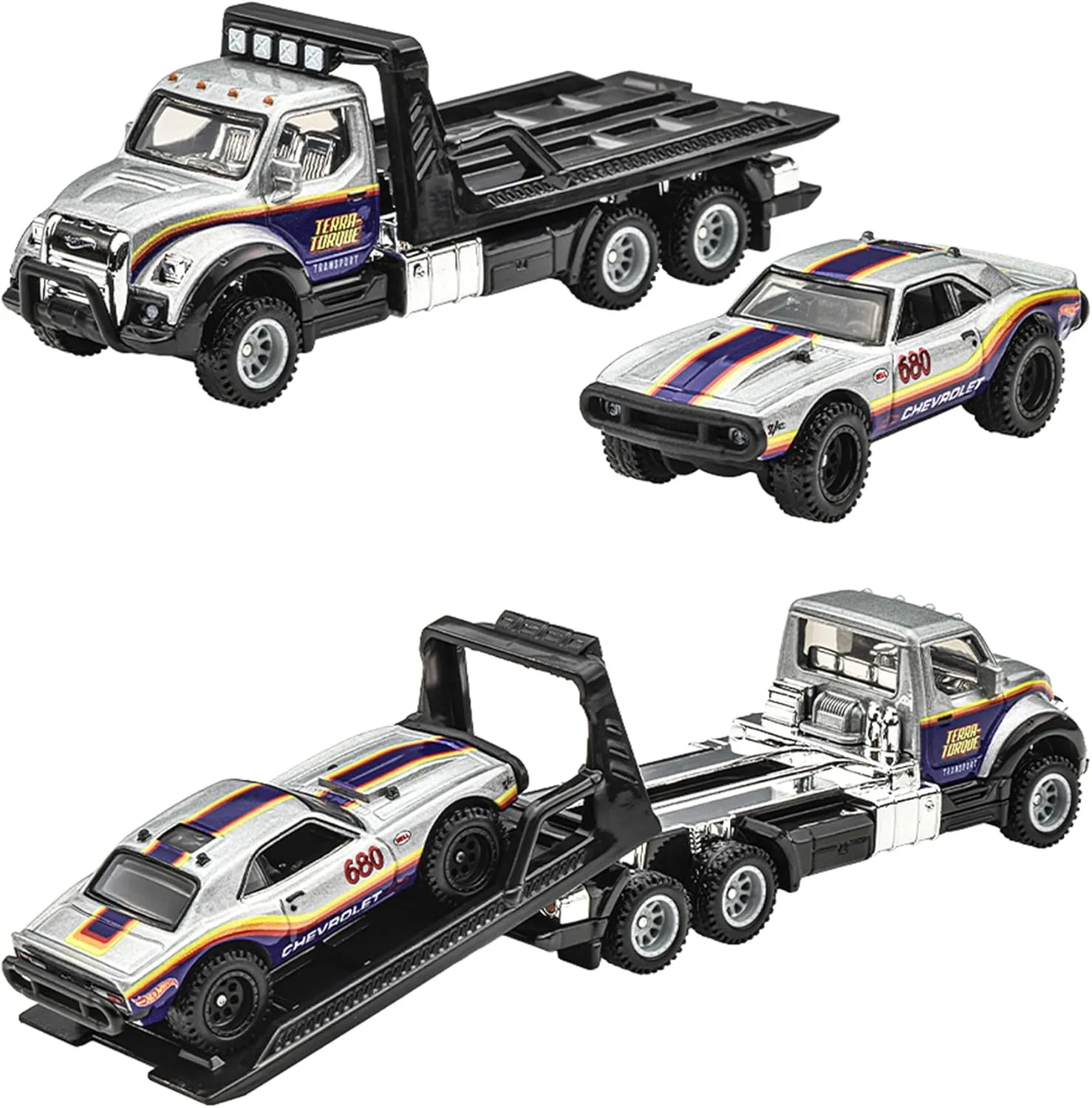 Hot Wheels Premium Team Transport ’67 Off Road Tout-Terrain Camaro and Terra-Torque  1/64 diecast model view 2