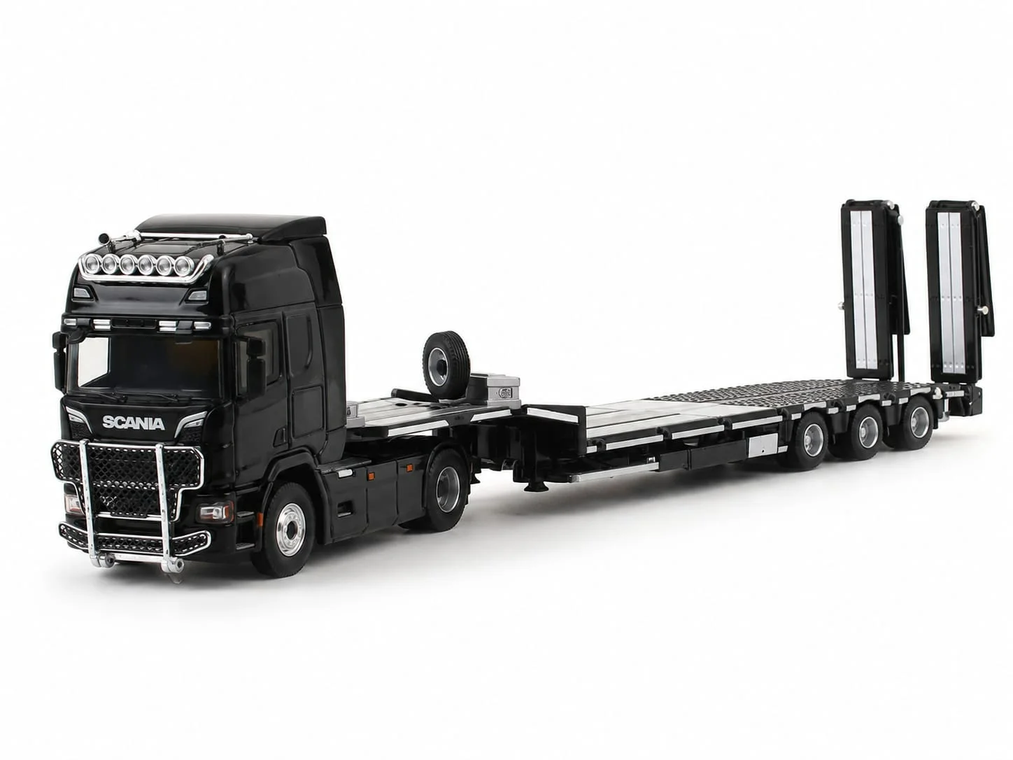 TIMEMICRO Scania S730 Truck & Trailer (Black) 1/64 Scale Diecast Model