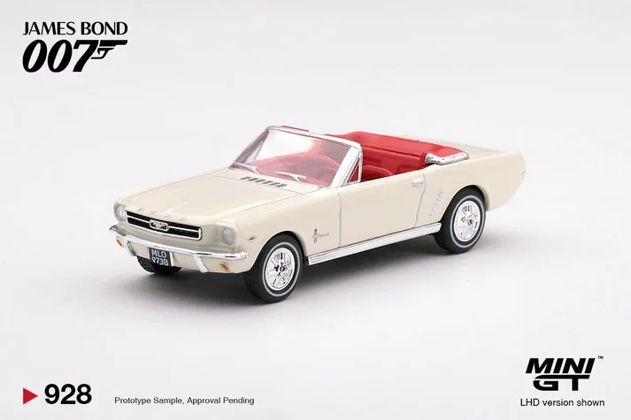 Mini GT #928 James Bond 007: 1964 Ford Mustang Convertible "Goldfinger" 1/64 (Blister) Scale Diecast Model