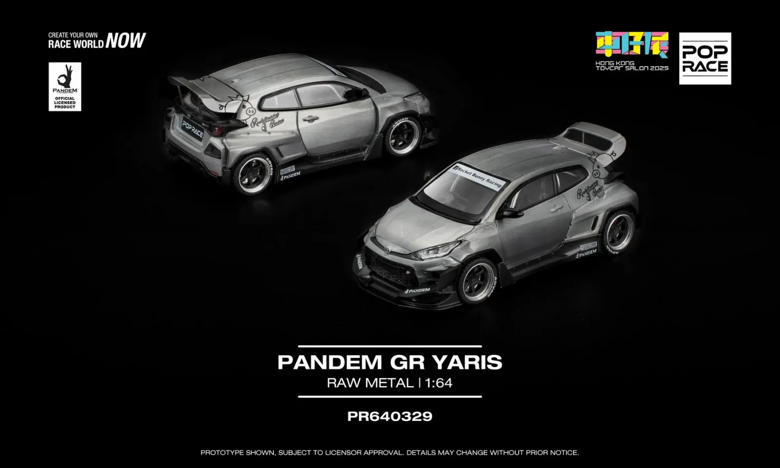 Pandem GR Yaris Raw Metal - Pop Race 1/64 Scale Diecast Model