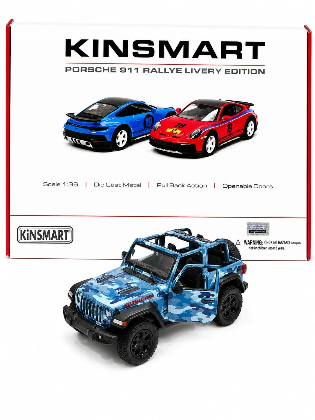 Kinsmart Jeep Wrangler Rubicon (Blue Camo) 1/36 Scale Diecast Model