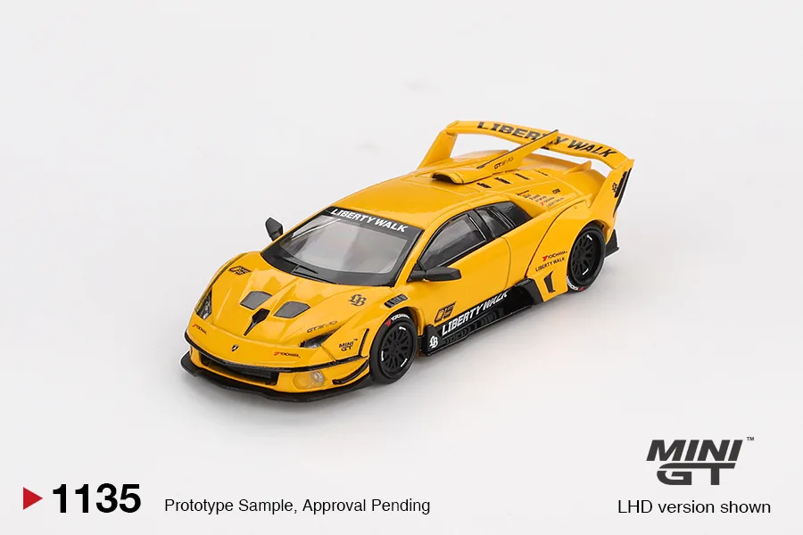 Mini GT Lamborghini LB-Silhouette WORKS MURCIELAGO GT Evo Yellow 1/64 Scale Diecast Model