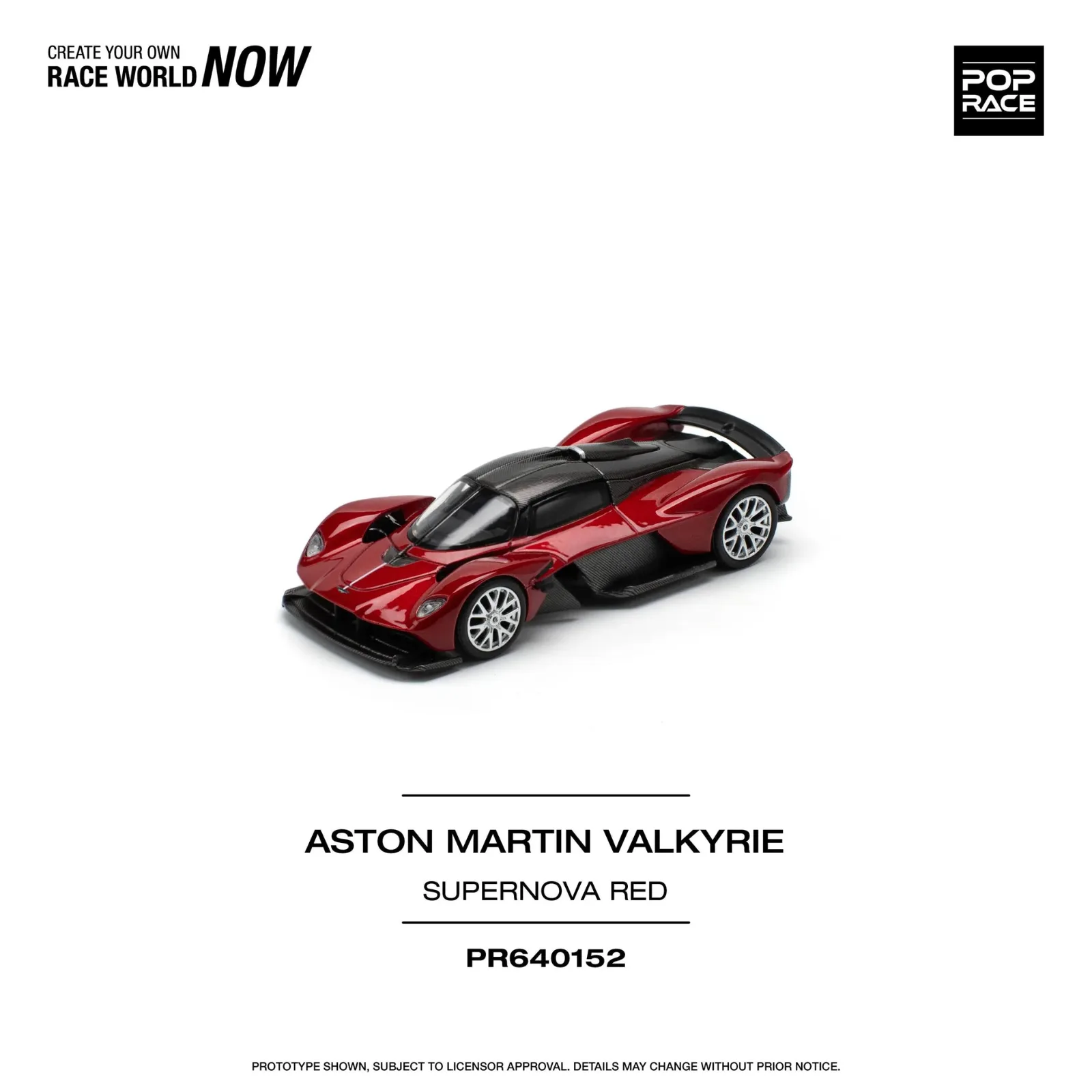 Pop Race Aston Martin Valkyrie Red 1/64 Scale Diecast Model