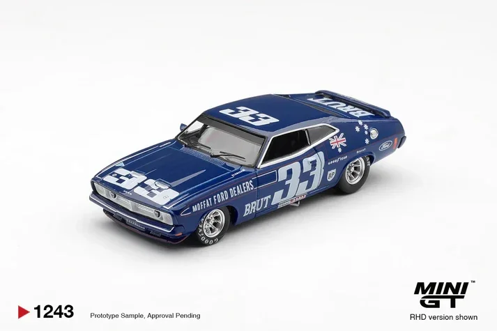 Mini GT #1243 Ford Xb Falcon GT \#33 Allan Moffat / Dieter Glemser - 1974 Bathurst 1/64 Scale Diecast Model