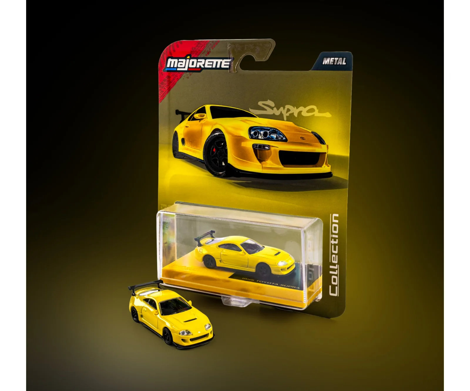Majorette 1995 Toyota Supra A80 - Competition Yellow 1/64 Scale Diecast Model