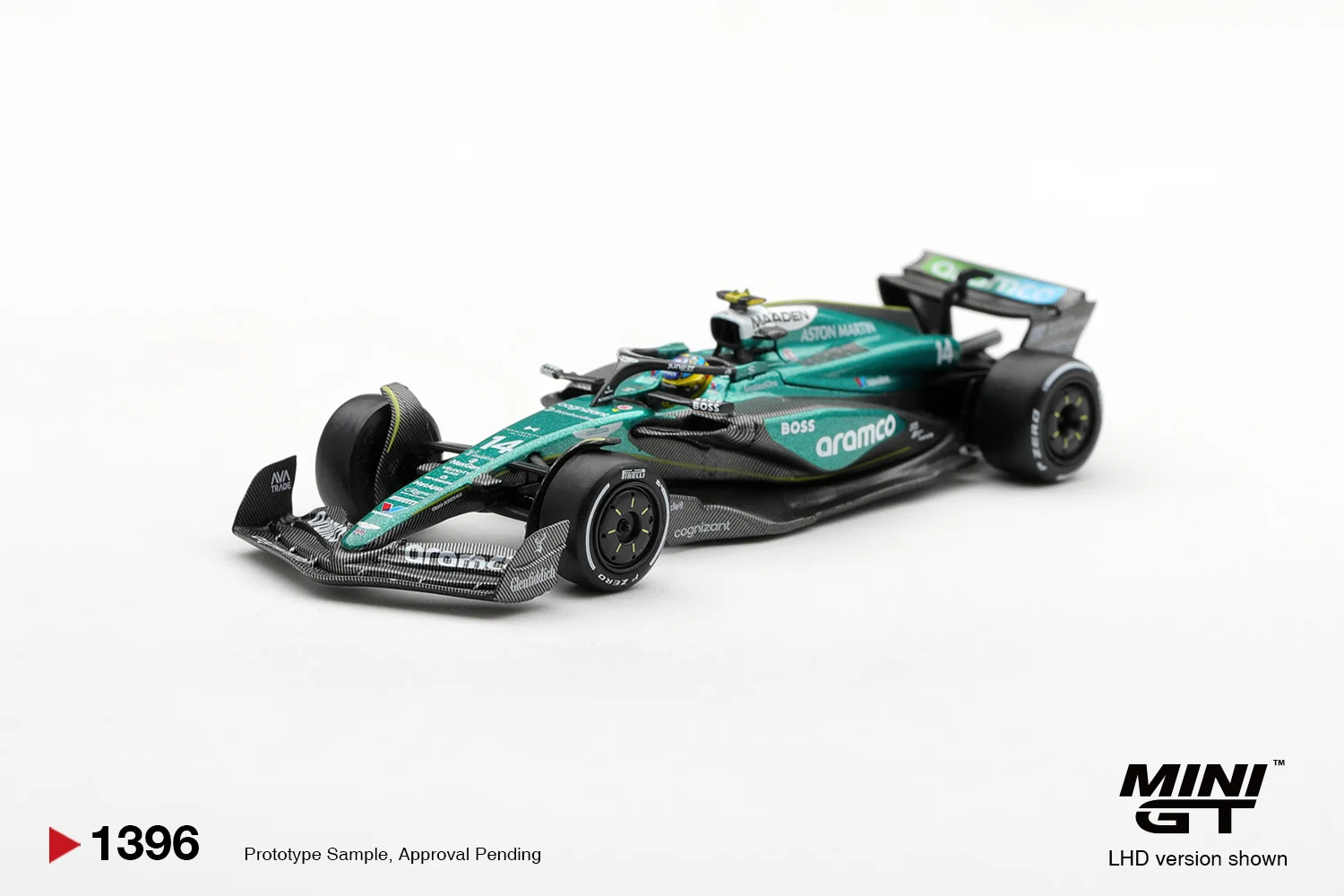 Mini GT #1396 Aston Martin AMR24 \#14 Fernando Alonso 2024 Las Vegas GP 1/64 Scale Diecast Model