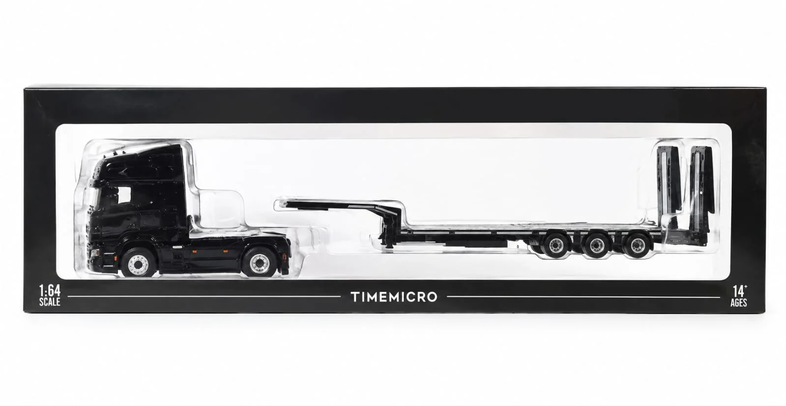 TIMEMICRO Scania S730 Truck & Trailer (Black) 1/64 diecast model view 2