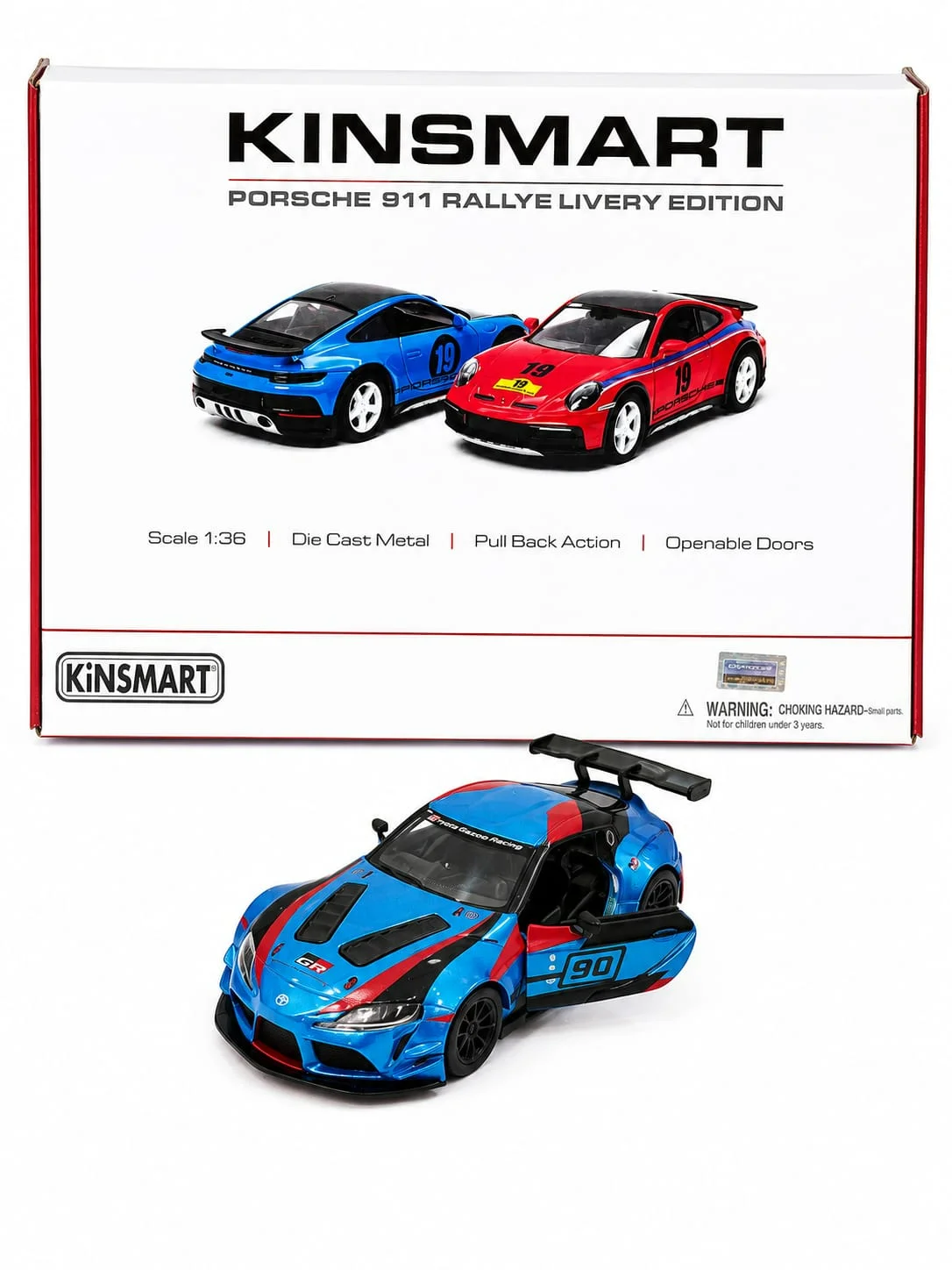 Kinsmart Toyota Gr Supra GT4 (Blue/Black) 1/36 Scale Diecast Model