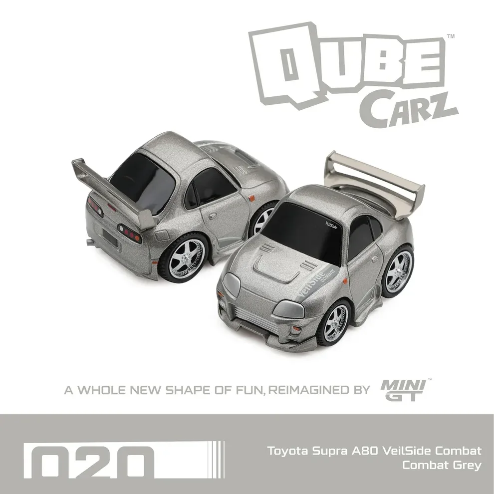Mini GT Qube Carz Toyota Supra (A80) VeilSide Combat Combat Grey 1/64 Scale Diecast Model