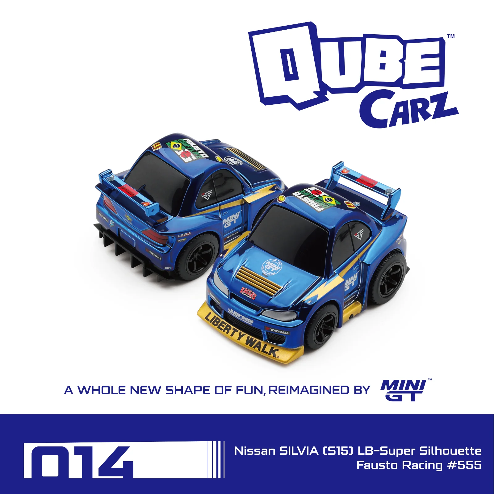 Mini GT Qube Carz \#014: Nissan Silvia (S15) LB-Super Silhouette 1/64 (Blister) Scale Diecast Model