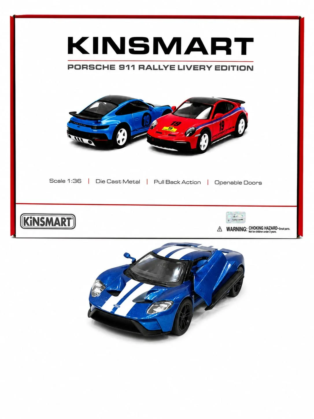Kinsmart 2017 Ford GT (Liquid Blue with White) 1/36 Scale Diecast Model