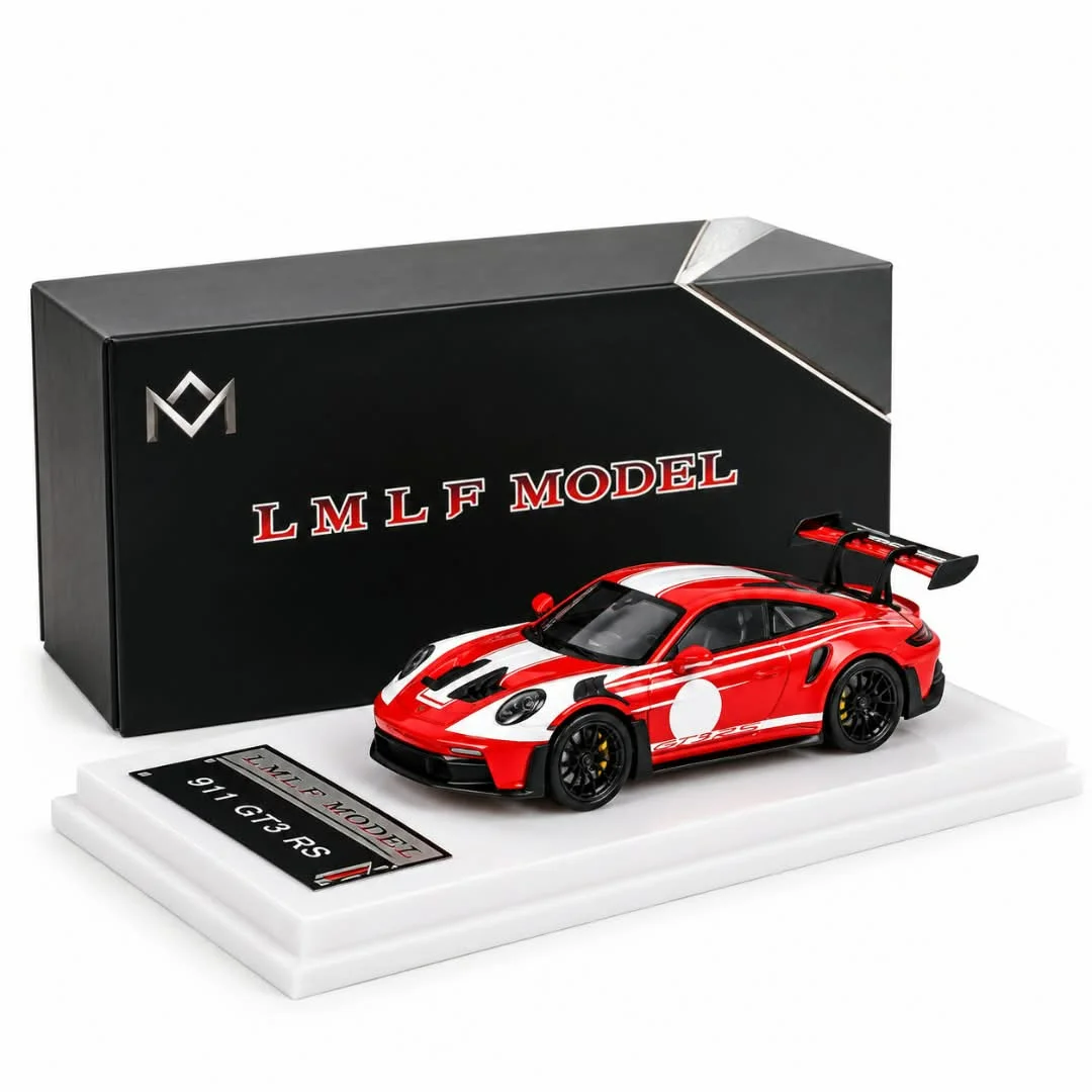 LMLF Model Porsche 911 (992) GT3 RS - Red / White Stripes 1/64 Scale Diecast Model