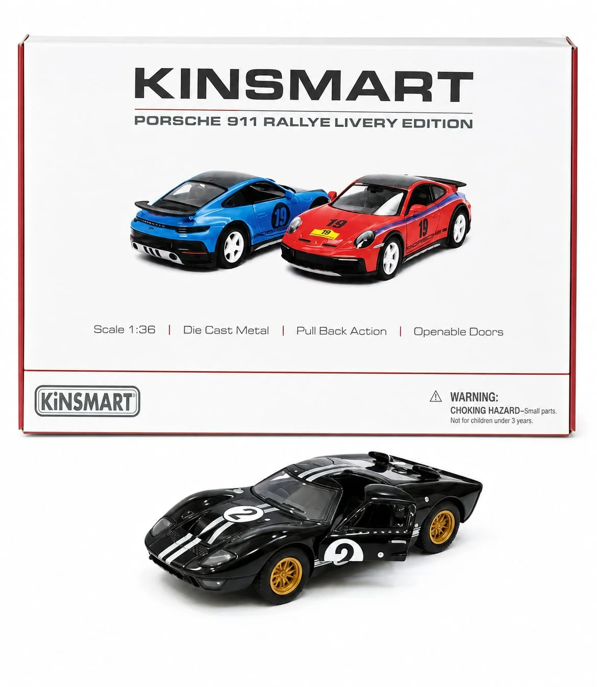 Kinsmart 1966 Ford GT40 MkII (Black/Gold) 1/36 Scale Diecast Model