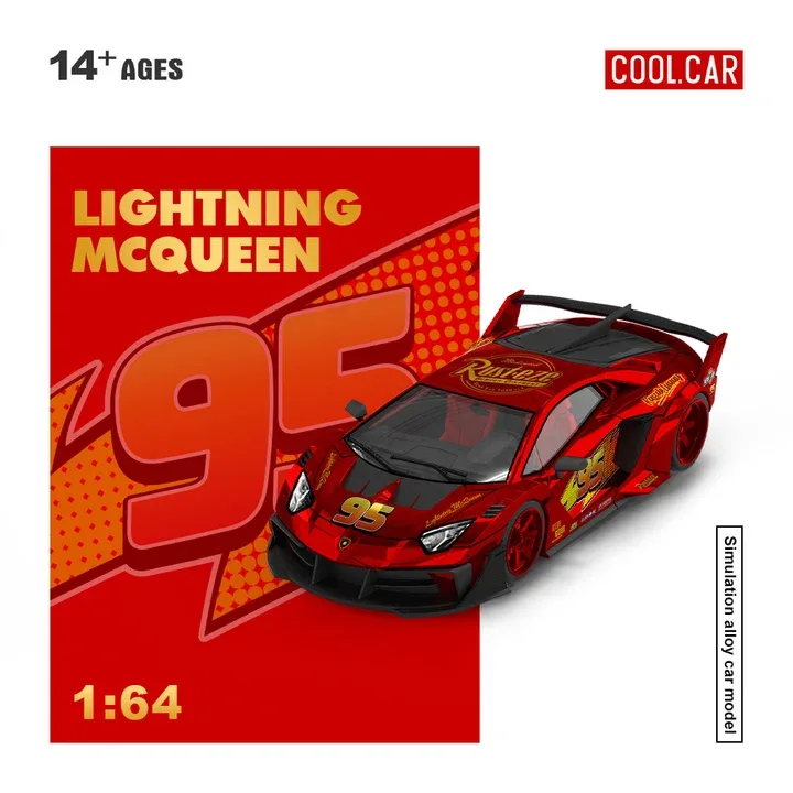 COOLCAR Lamborghini AVENTADOR GTEVO Lighting Mcqueen Metallic red 1/64 Scale Diecast Model