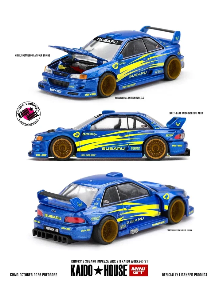 Kaido House #318 Subaru Impreza Wrx STI Kaido Works V1 - Rally Blue 1/64 Scale Diecast Model