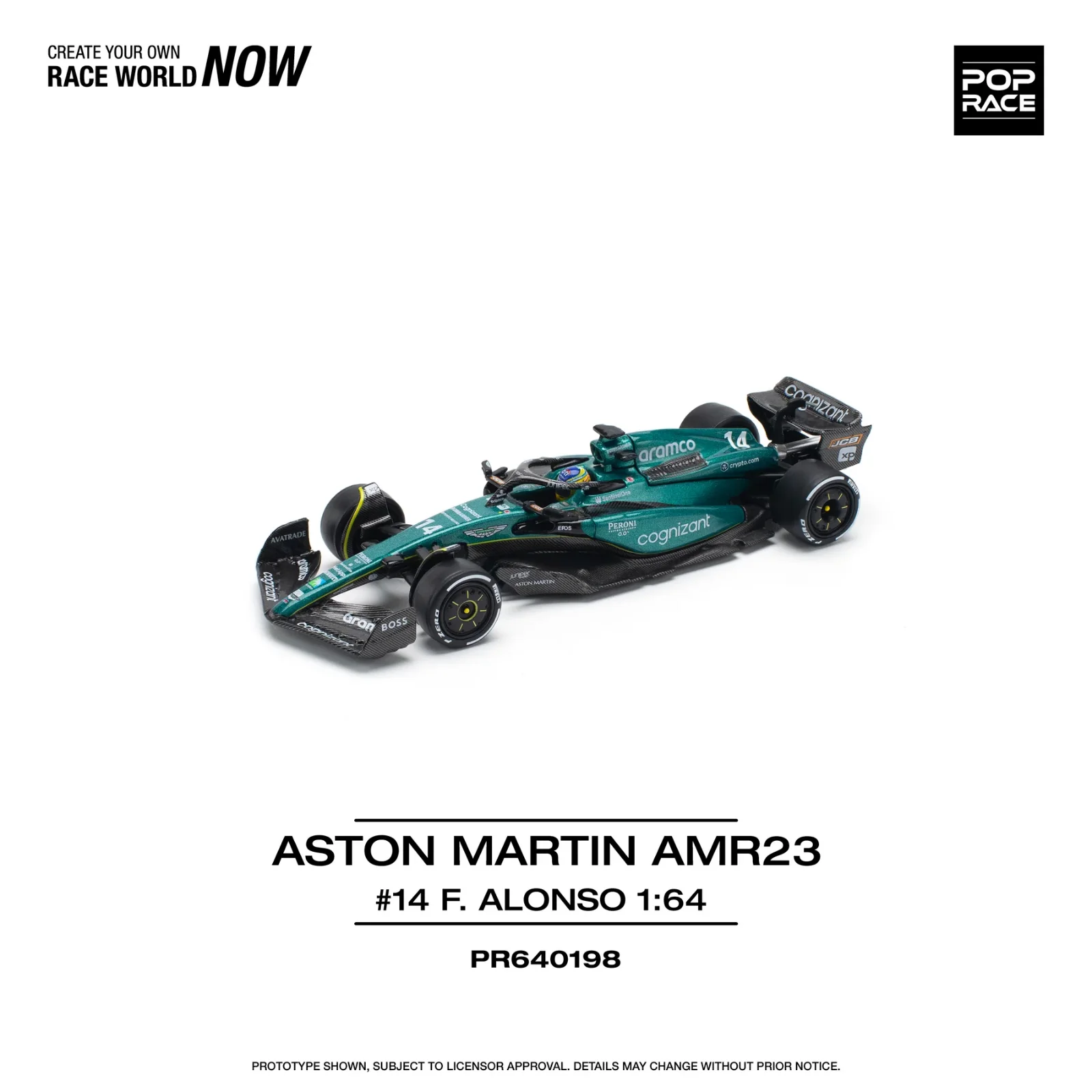 Pop Race Aston Martin Aramco AMR23 (Formula 1) 1/64 Scale Diecast Model