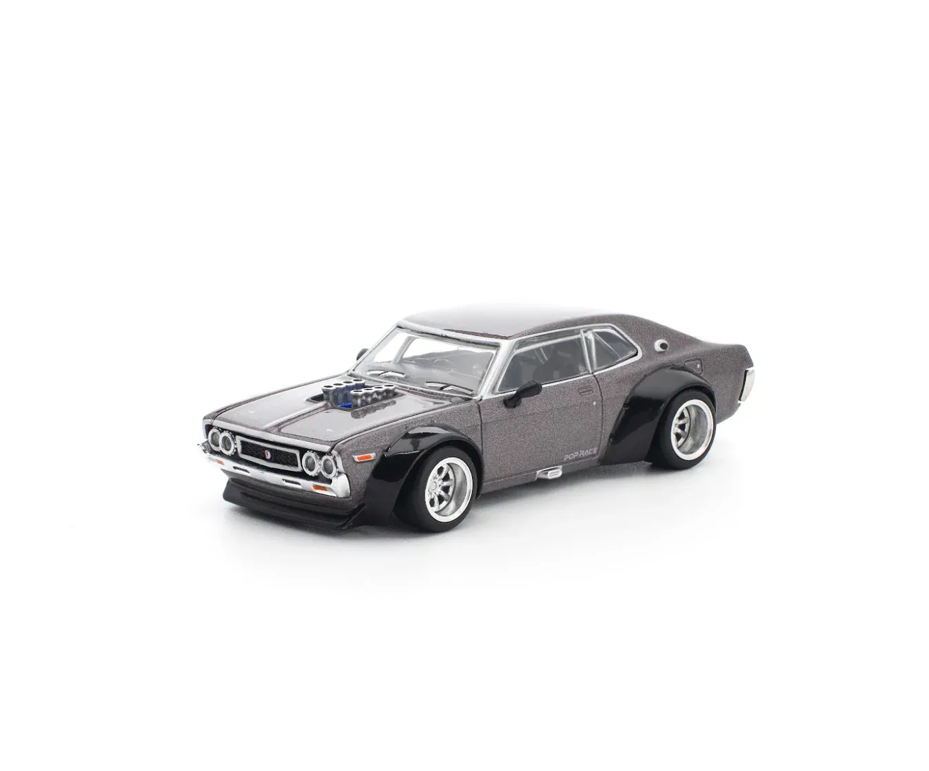 Pop Race Laurel C130 Metallic Grey 1/64 diecast model view 2
