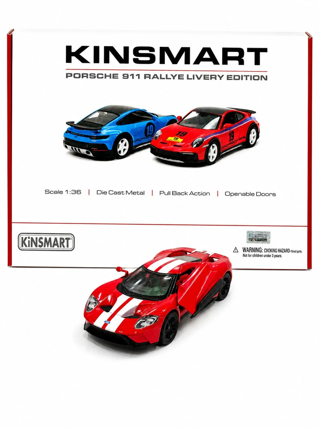 Kinsmart Ford GT (Red with White Stripes) 1/36 Scale Diecast Model