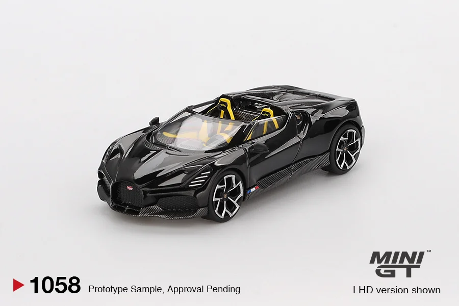 (BLISTER) Bugatti W16 Mistral Black - Mini GT 1/64 Scale Diecast Model