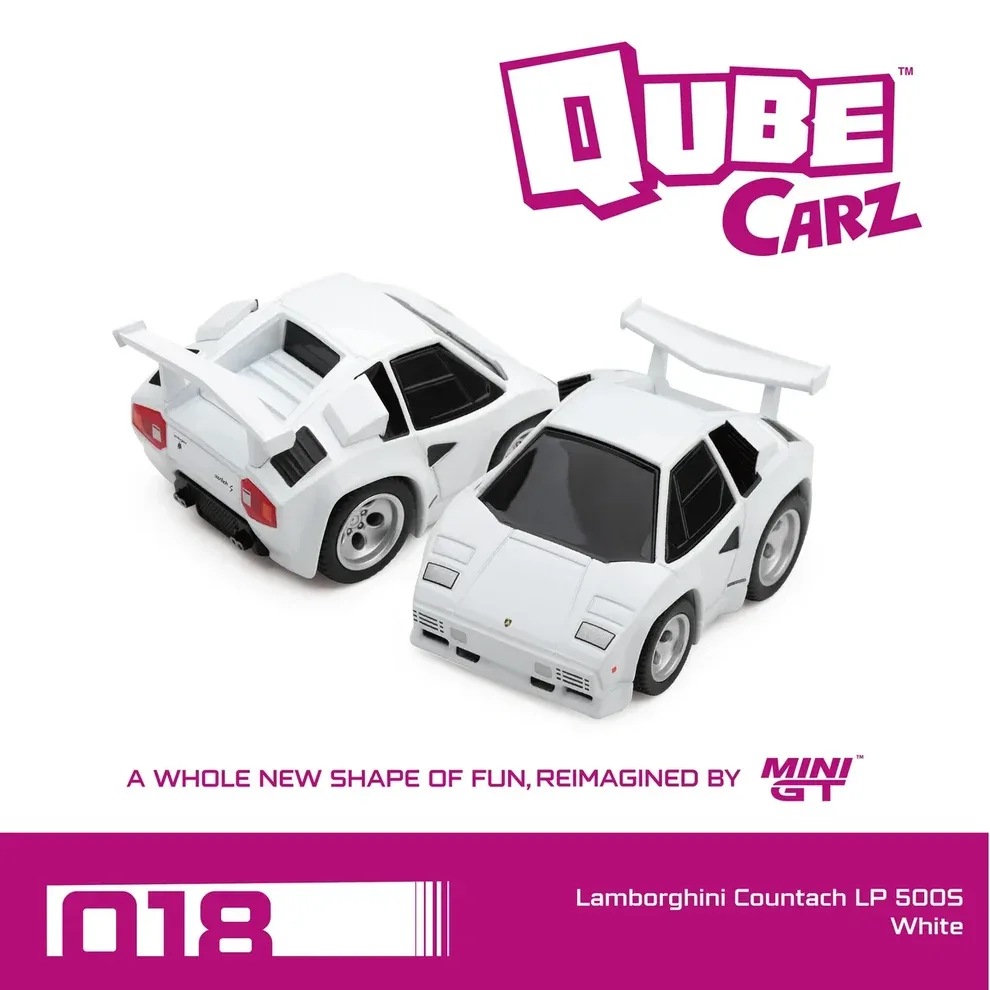 Mini GT Qube carz Lamborghini Countach 500S White 1/64 Scale Diecast Model