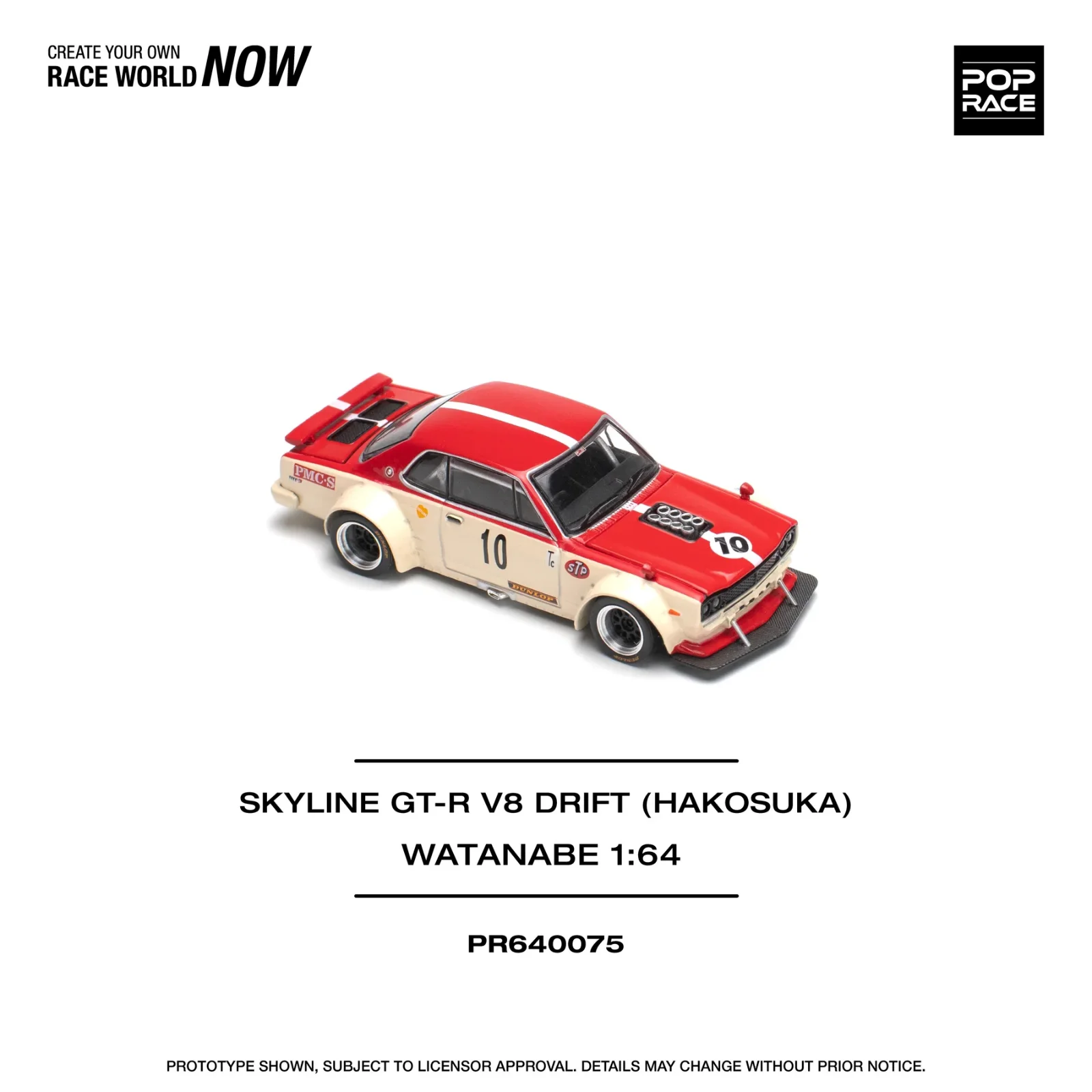Pop Race Skyline GT-R V8 Drift Hakosuka 1/64 Scale Diecast Model