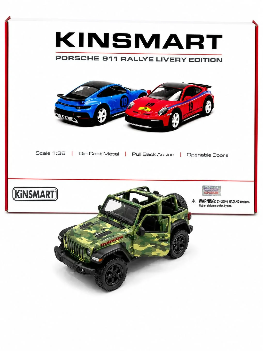 Kinsmart Jeep Wrangler Rubicon (Green Camo) 1/36 Scale Diecast Model