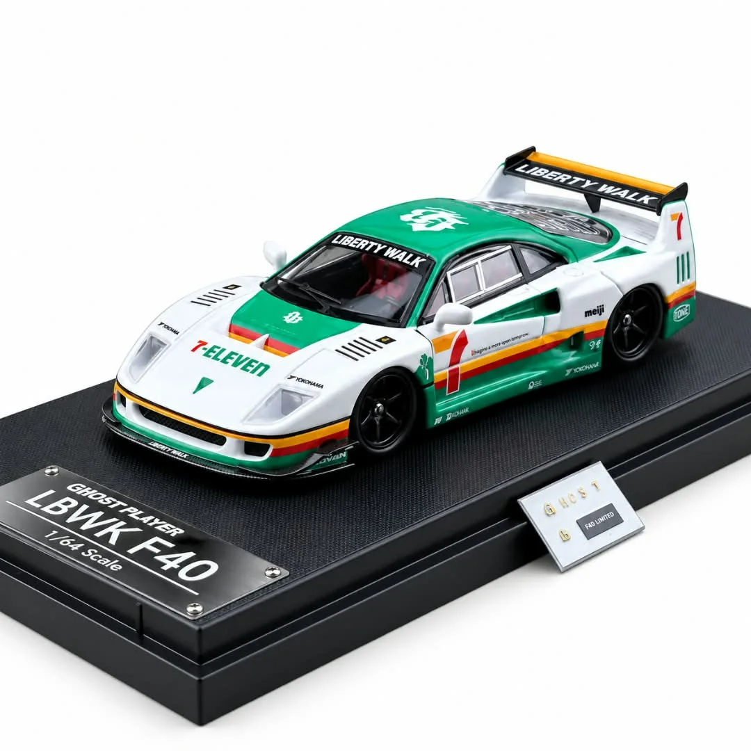 Ghost Player Ferrari F40 LBWK - 7-Eleven Racing Livery 1/64 Scale Diecast Model