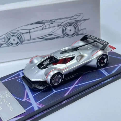LMF Ferrari Vision Gran Turismo Sv - Satin Silver 1/64 (Acrylic Case) Scale Diecast Model