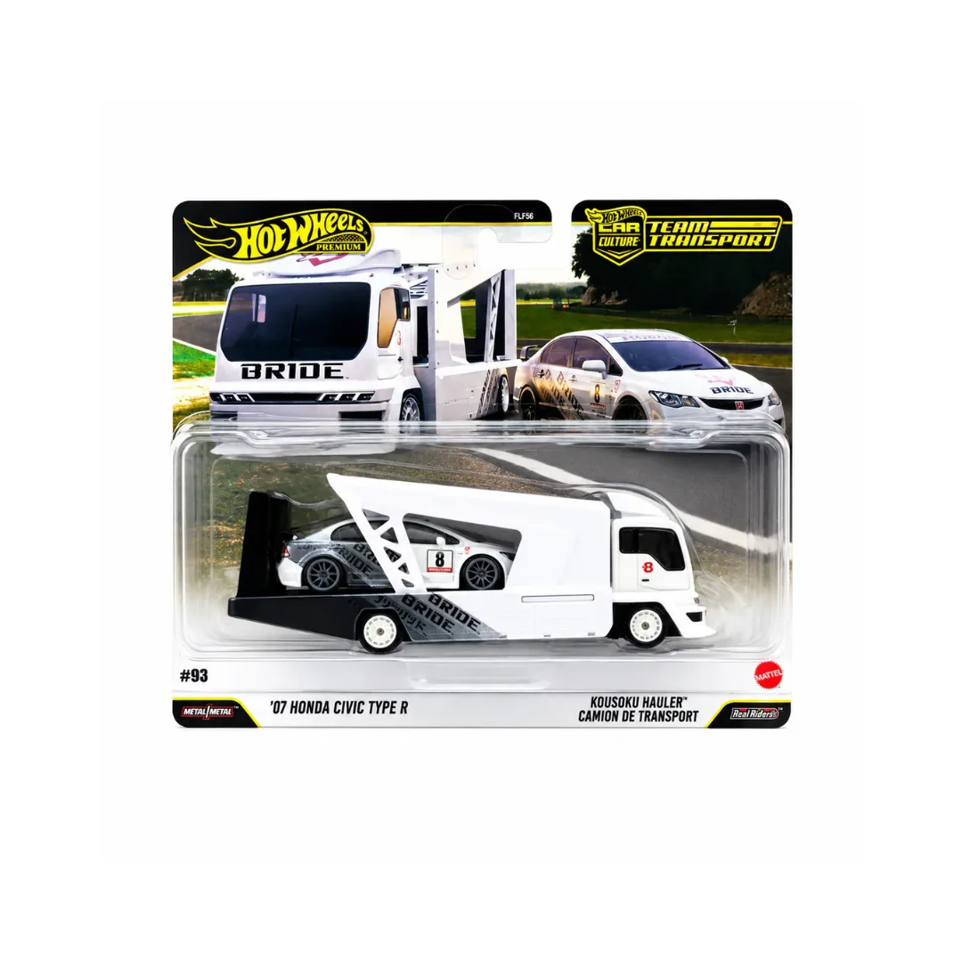 Hot Wheels Hot Wheels Premium Team Transport ’07 Honda Civic Type R – Kousoku Hauler 1/64 Scale Diecast Model