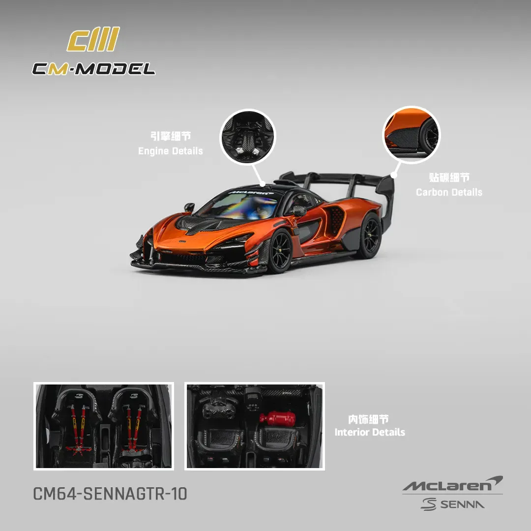 CM Model Mclaren Senna GTR Volcano Orange 1/64 Scale Diecast Model