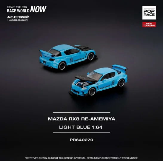 Mazda RX8 RE-Amemiya Blue - Pop Race 1/64 Scale Diecast Model