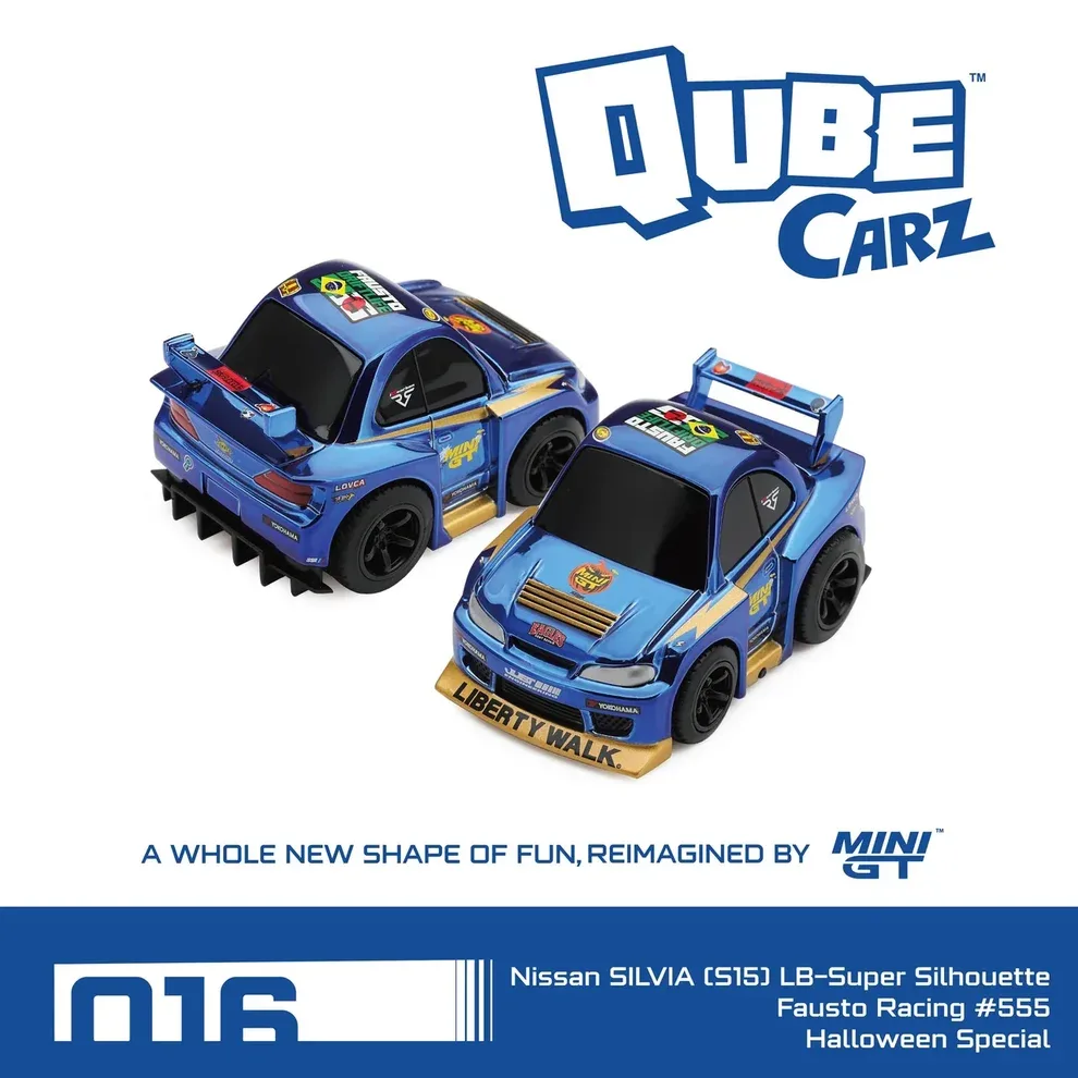 Mini GT Qube Carz Nissan Silvia (S15) LB-Super Silhouette Fausto Racing #555 Halloween Special 1/64 Scale Diecast Model