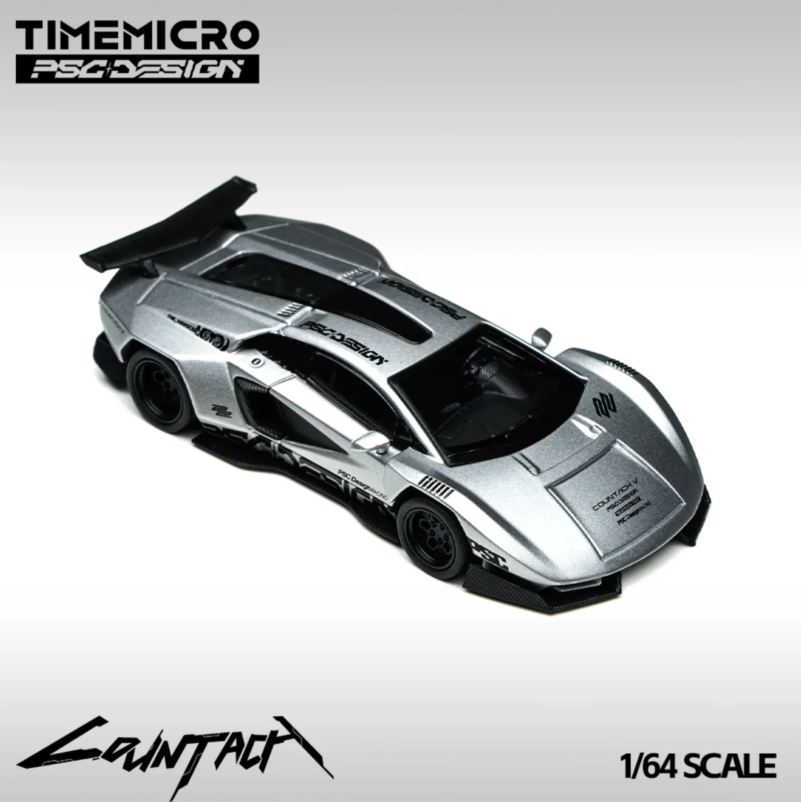 TIMEMICRO TimeMicro X PSC DESIGN 1:64 Lamborghini Countach “V” Ver. Silver 1/64 Scale Diecast Model