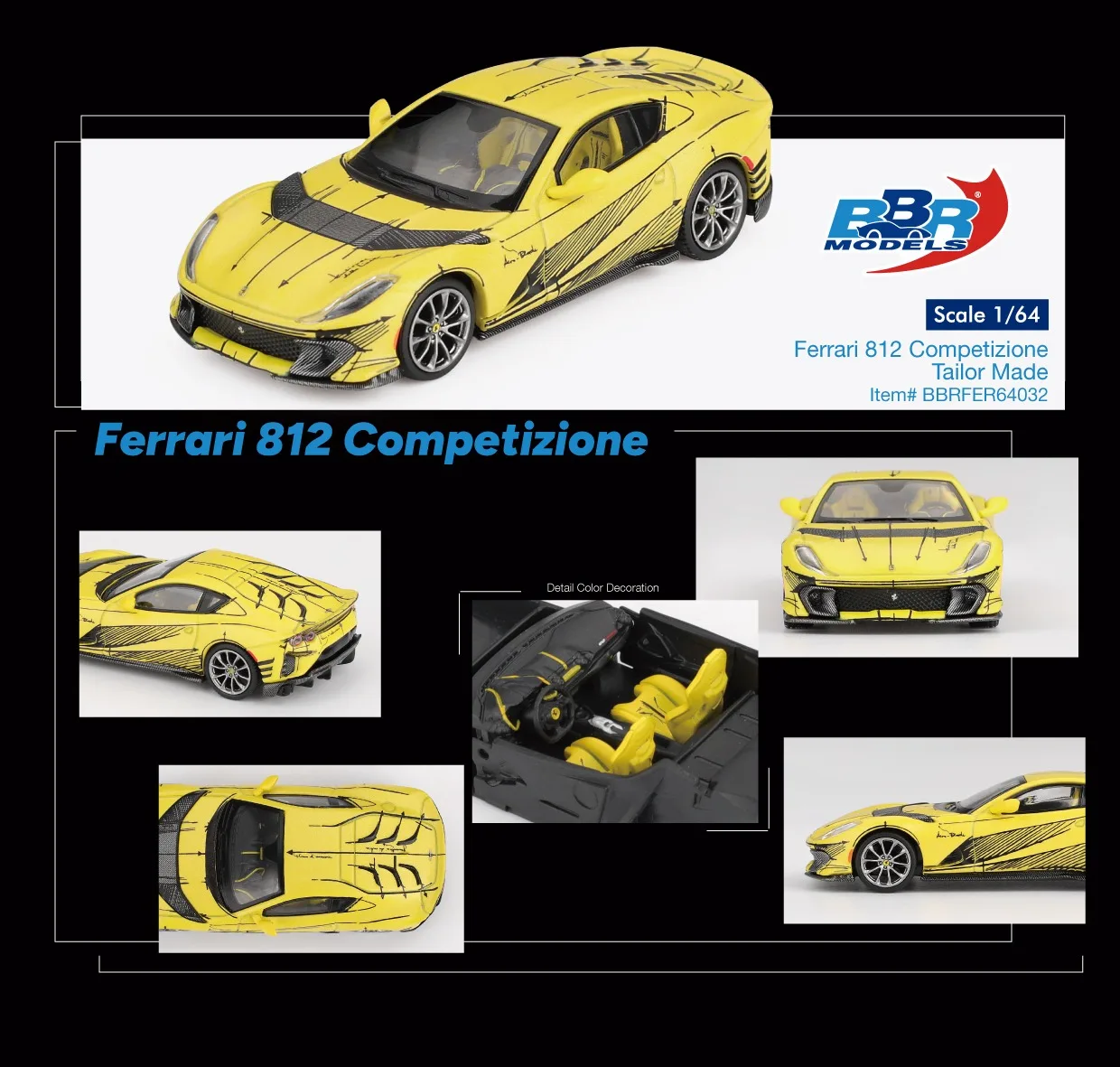 BBR BBR Ferrari 812 Competizione "Tailor Made" (Sketch Car) 1/64 Scale Diecast Model
